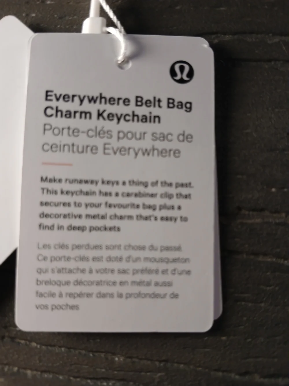 lululemon athletica Gold Tone Everywhere Bag Charm Keychain
